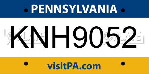 KNH9052 Pennsylvania License Plate