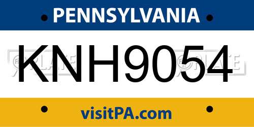 KNH9054 Pennsylvania License Plate