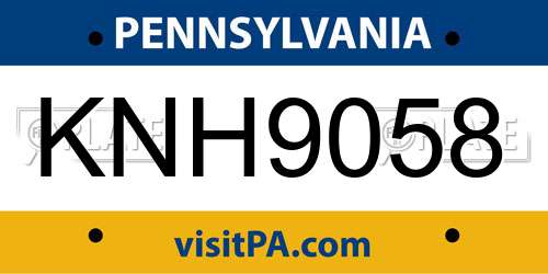 KNH9058 Pennsylvania License Plate