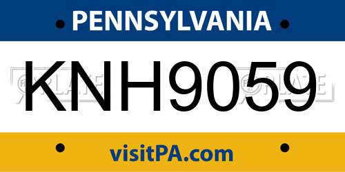 KNH9059 Pennsylvania License Plate