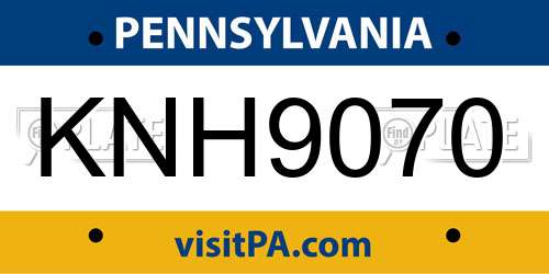 KNH9070 Pennsylvania License Plate