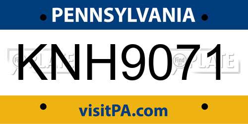 KNH9071 Pennsylvania License Plate