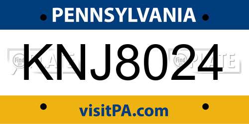 KNJ8024 Pennsylvania License Plate