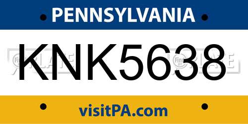 KNK5638 Pennsylvania License Plate