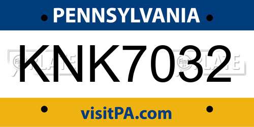 KNK7032 Pennsylvania License Plate