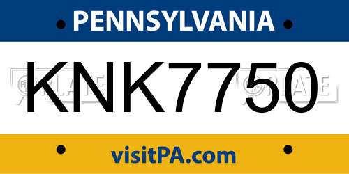 KNK7750 Pennsylvania License Plate