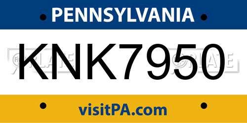 KNK7950 Pennsylvania License Plate