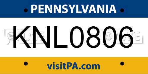 KNL0806 Pennsylvania License Plate