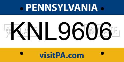 KNL9606 Pennsylvania License Plate