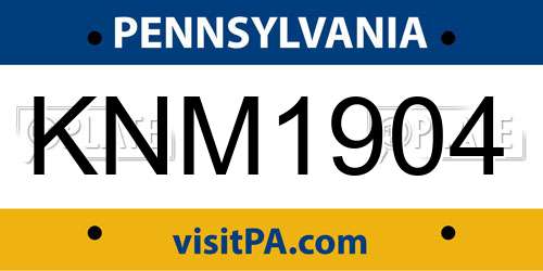 KNM1904 Pennsylvania License Plate