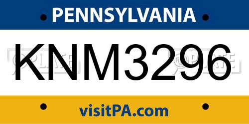 KNM3296 Pennsylvania License Plate