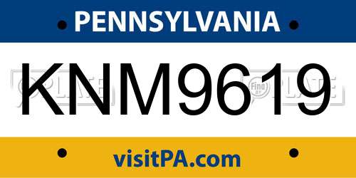 KNM9619 Pennsylvania License Plate