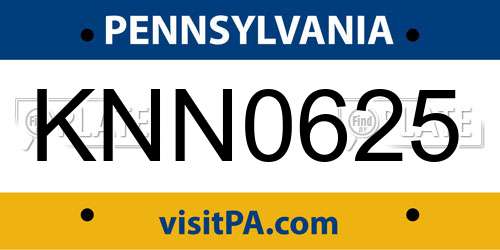 KNN0625 Pennsylvania License Plate