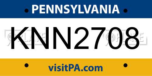 KNN2708 Pennsylvania License Plate