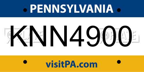 KNN4900 Pennsylvania License Plate