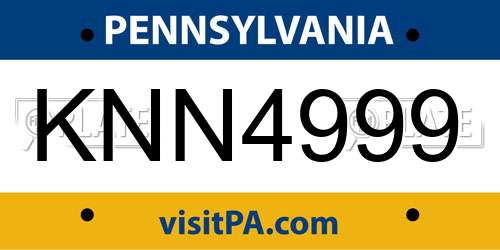 KNN4999 Pennsylvania License Plate