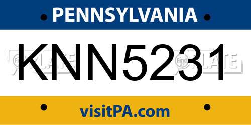 KNN5231 Pennsylvania License Plate