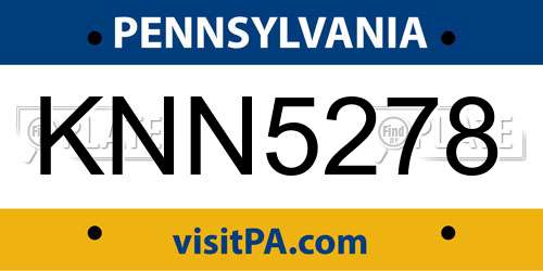 KNN5278 Pennsylvania License Plate