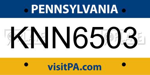 KNN6503 Pennsylvania License Plate