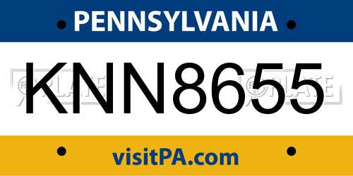 KNN8655 Pennsylvania License Plate