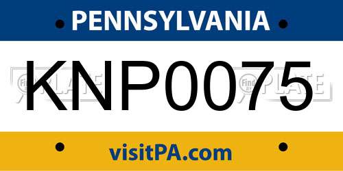 KNP0075 Pennsylvania License Plate