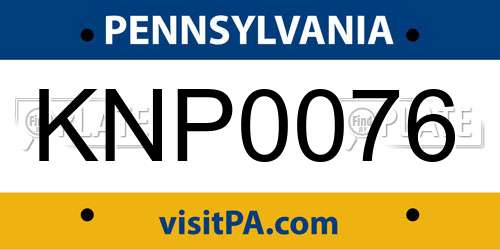 KNP0076 Pennsylvania License Plate