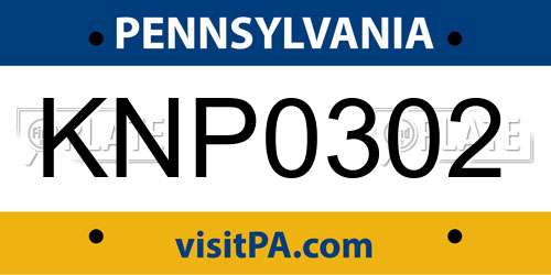KNP0302 Pennsylvania License Plate