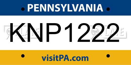 KNP1222 Pennsylvania License Plate