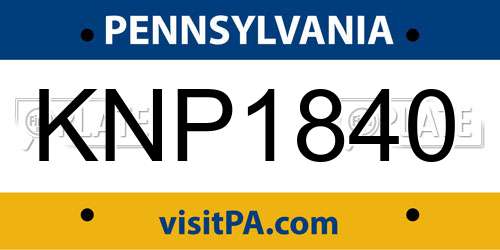 KNP1840 Pennsylvania License Plate