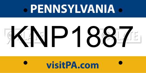 KNP1887 Pennsylvania License Plate
