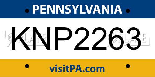 KNP2263 Pennsylvania License Plate