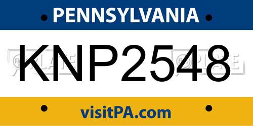 KNP2548 Pennsylvania License Plate