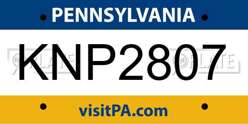 KNP2807 Pennsylvania License Plate