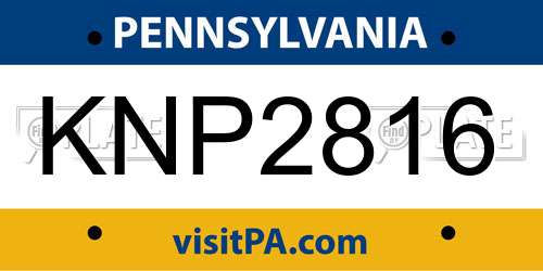 KNP2816 Pennsylvania License Plate