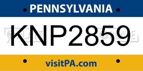 KNP2859 Pennsylvania License Plate