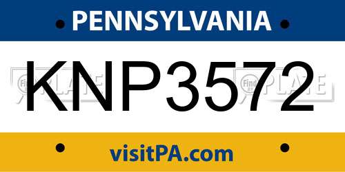 KNP3572 Pennsylvania License Plate