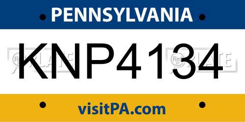 KNP4134 Pennsylvania License Plate