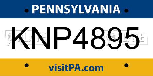 KNP4895 Pennsylvania License Plate