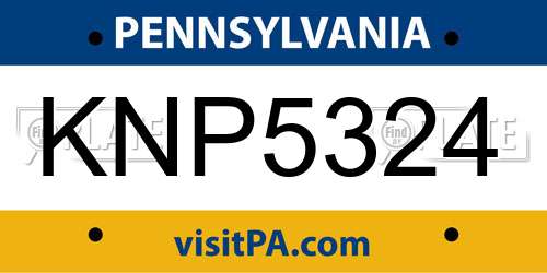 KNP5324 Pennsylvania License Plate