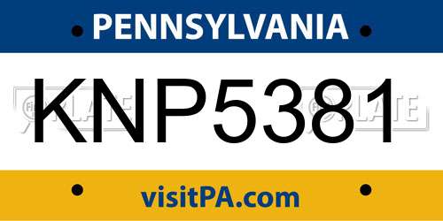 KNP5381 Pennsylvania License Plate
