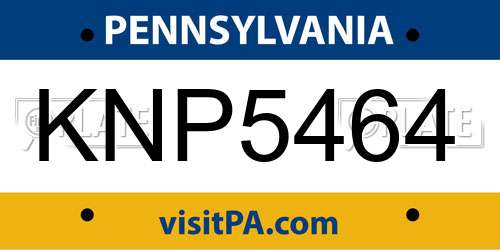 KNP5464 Pennsylvania License Plate
