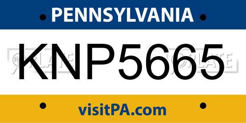 KNP5665 Pennsylvania License Plate
