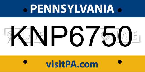 KNP6750 Pennsylvania License Plate
