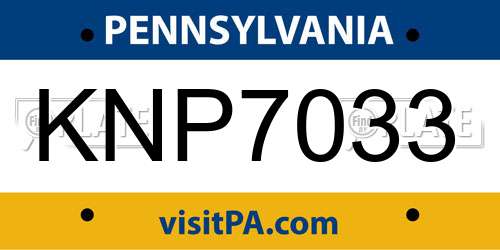 KNP7033 Pennsylvania License Plate