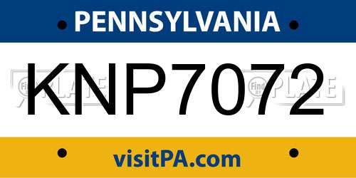 KNP7072 Pennsylvania License Plate