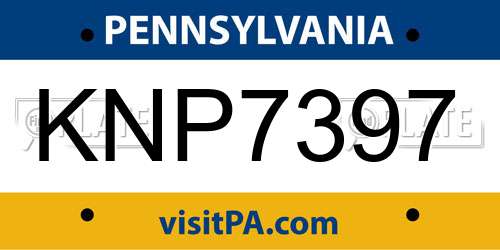 KNP7397 Pennsylvania License Plate