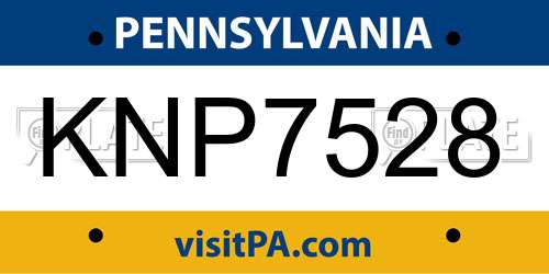 KNP7528 Pennsylvania License Plate