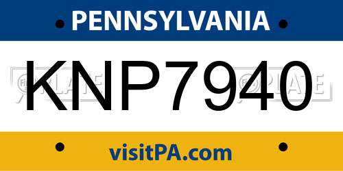 KNP7940 Pennsylvania License Plate