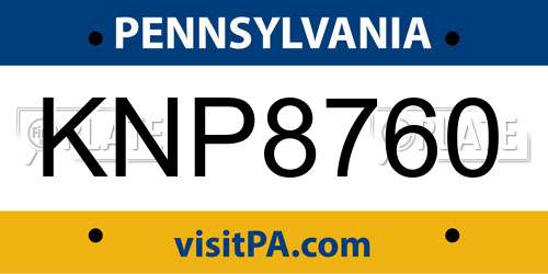 KNP8760 Pennsylvania License Plate