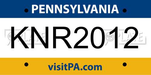 KNR2012 Pennsylvania License Plate